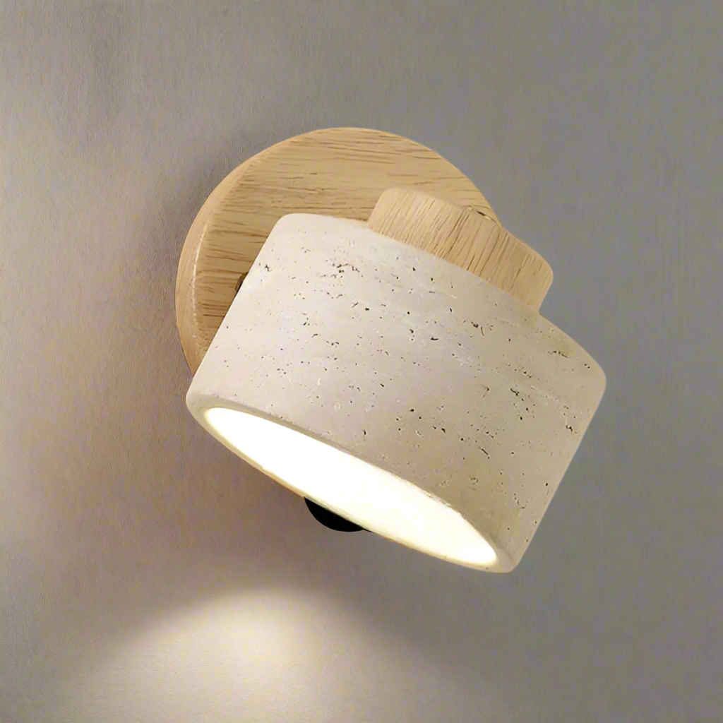 Liora – Minimalistische Travertin Leeswandlamp