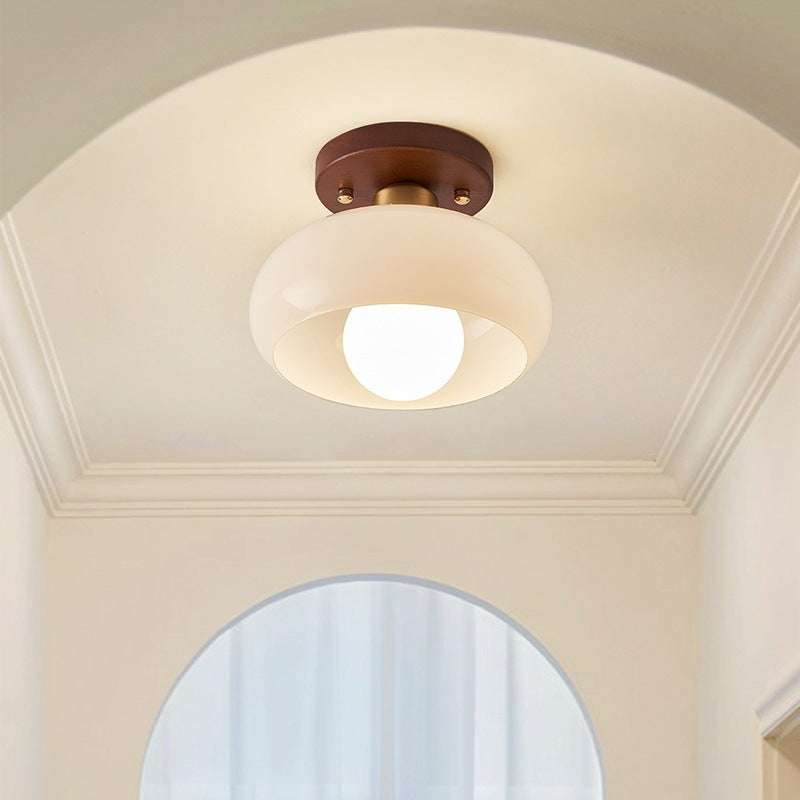Verandae - Elegante Franse Bauhaus Crème Plafondlamp Met Minimalistisch Ontwerp