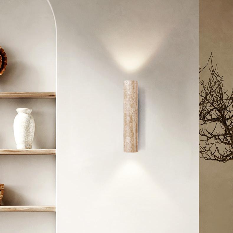 Renzo – Japandi Travertin Tube Wandlamp
