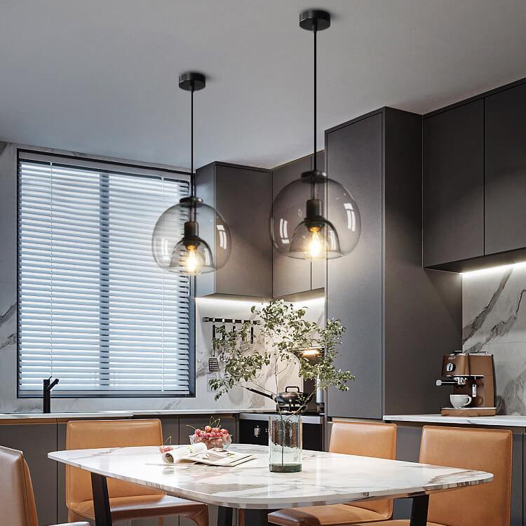 Lumea – Minimalistische Rookgrijze Glazen Koepel Hanglamp (1-Licht)
