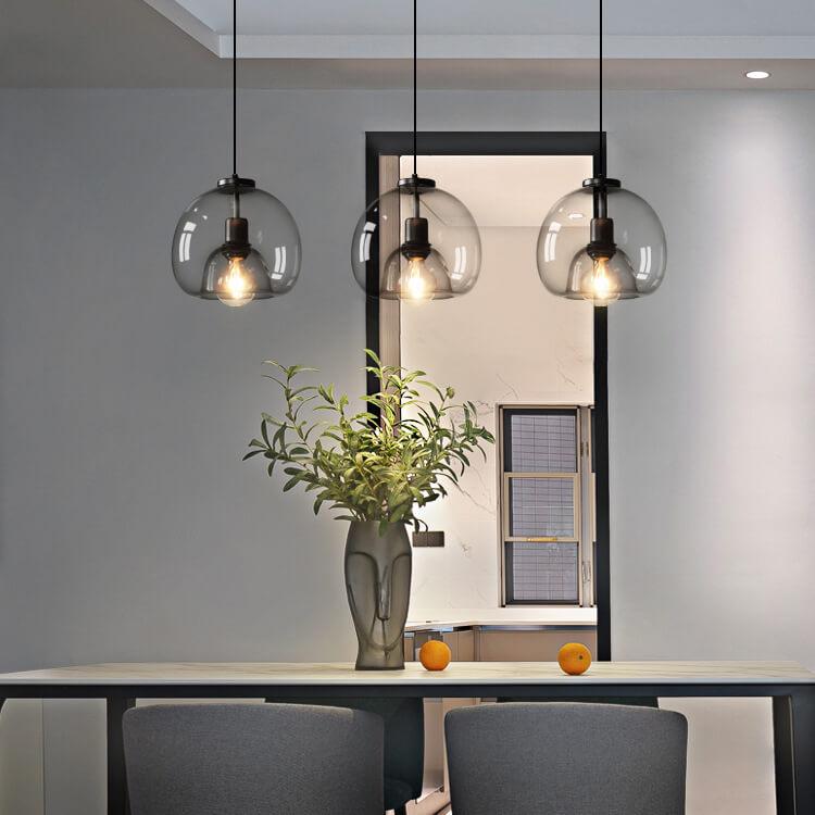Lumea – Minimalistische Rookgrijze Glazen Koepel Hanglamp (1-Licht)