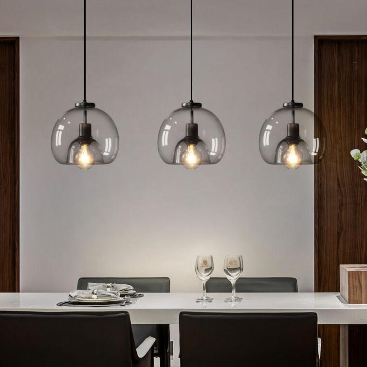 Lumea – Minimalistische Rookgrijze Glazen Koepel Hanglamp (1-Licht)