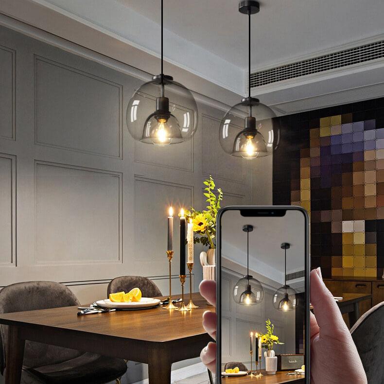 Lumea – Minimalistische Rookgrijze Glazen Koepel Hanglamp (1-Licht)