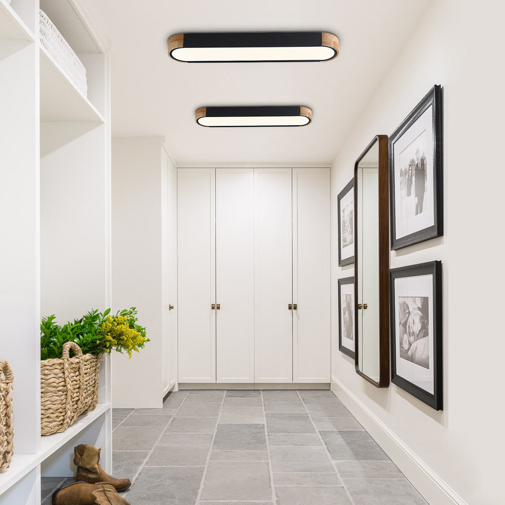 Elora – Ovale LED Plafondlamp Met Houten Accent
