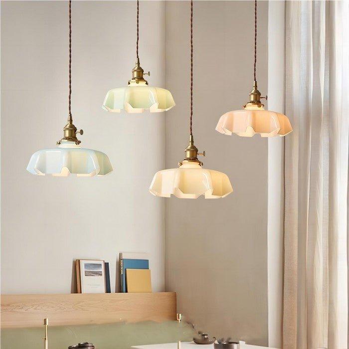 Florencia – Retro Bloemen Hanglamp van Messing en Glas