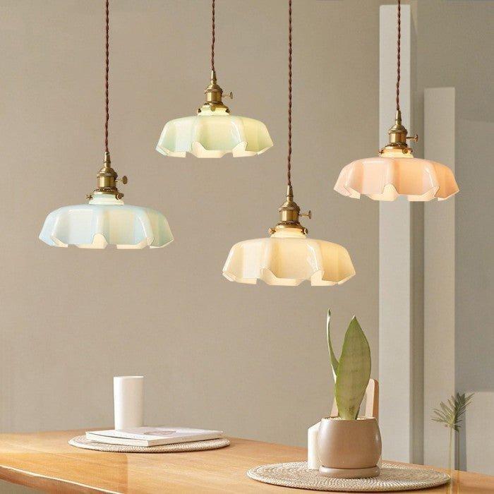 Florencia – Retro Bloemen Hanglamp van Messing en Glas