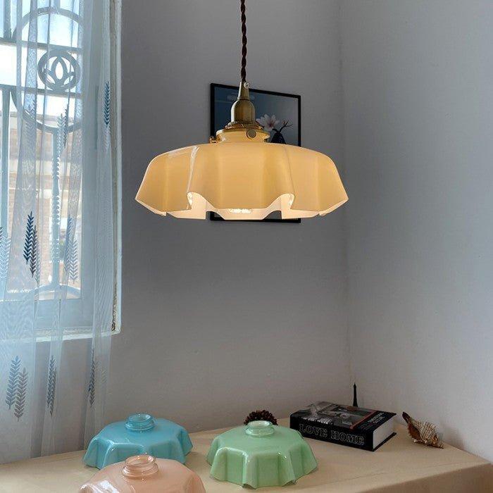 Florencia – Retro Bloemen Hanglamp van Messing en Glas