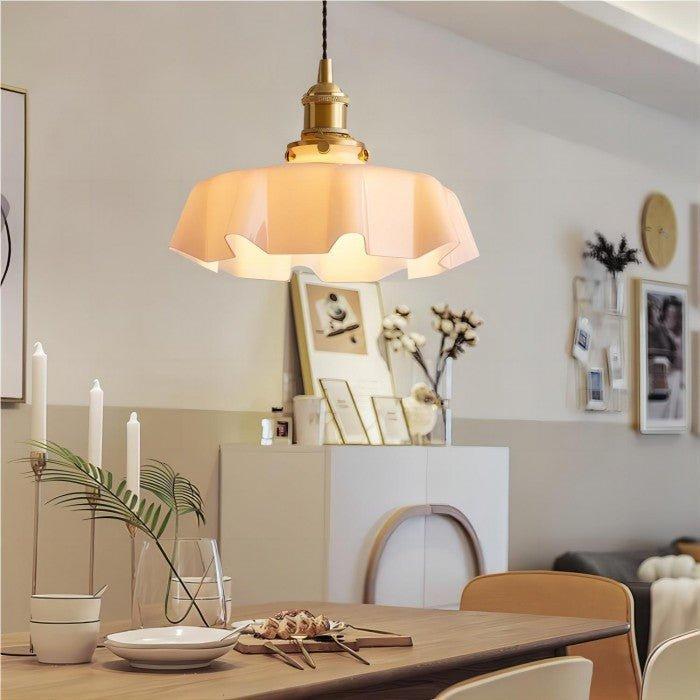 Florencia – Retro Bloemen Hanglamp van Messing en Glas