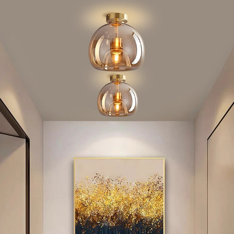 Patiora - Retro Koperen Glazen Plafondlamp Met Moderne Designuitstraling