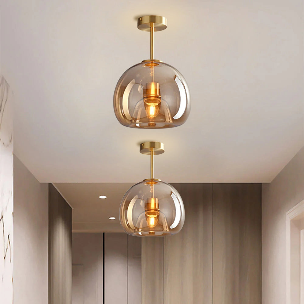 Patiora - Retro Koperen Glazen Plafondlamp Met Moderne Designuitstraling