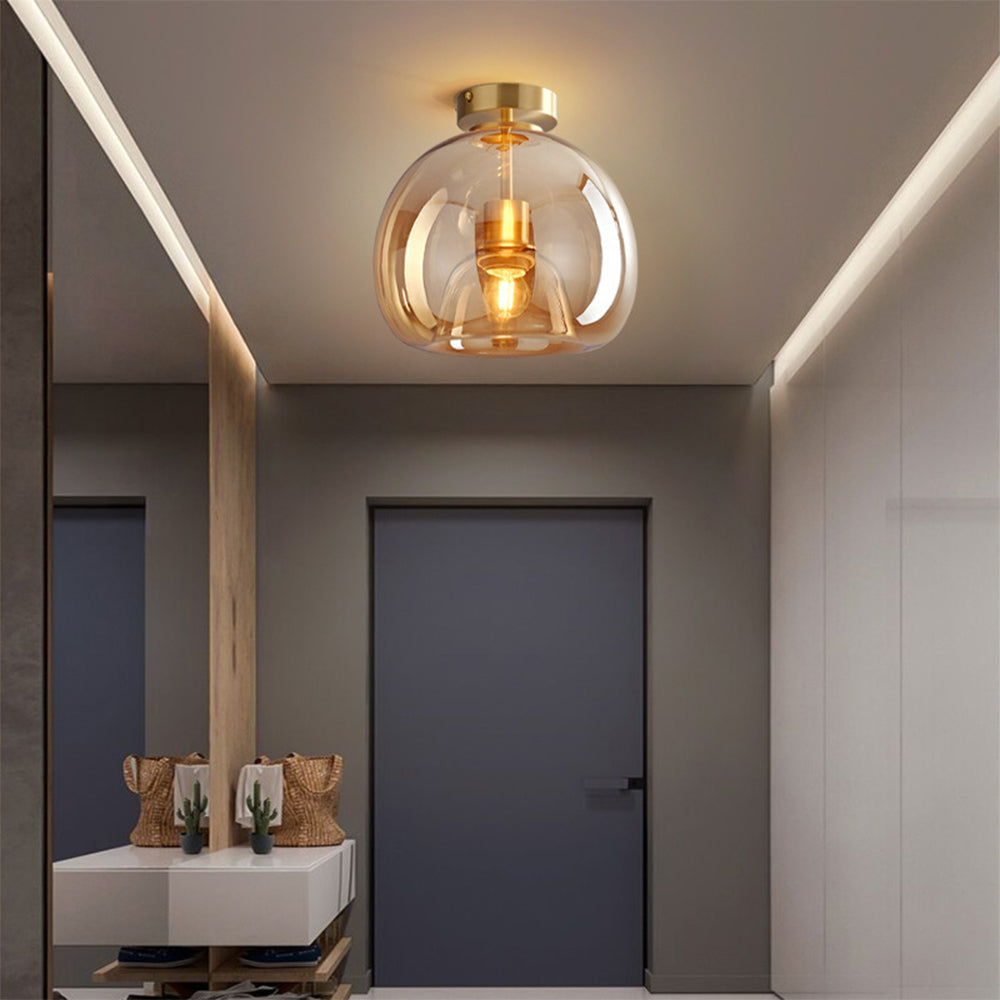 Patiora - Retro Koperen Glazen Plafondlamp Met Moderne Designuitstraling