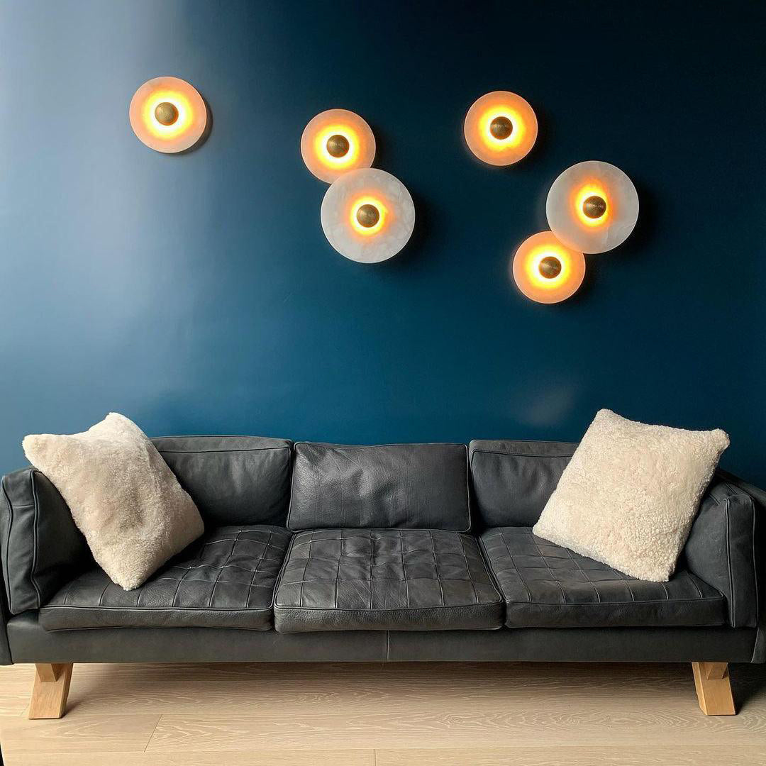 Moonlux - Minimalistische Ronde Albasten Wandlamp Voor Sfeervolle Gloed