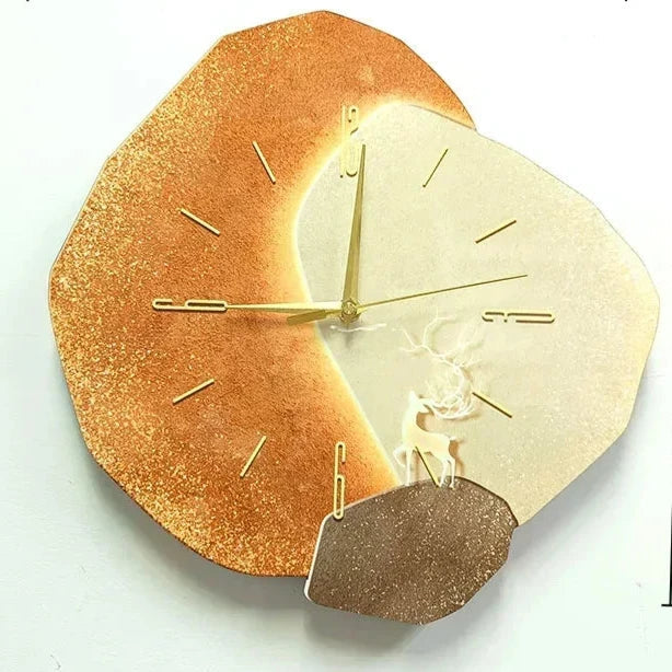 Lunare – Moderne Decoratieve Wandklok (Stille Quartz, Luminiserend Maanontwerp)