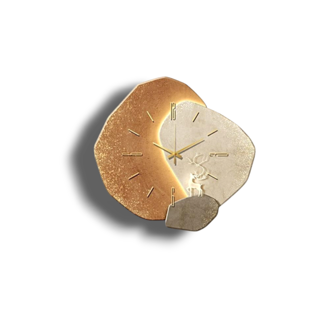 Lunare – Moderne Decoratieve Wandklok (Stille Quartz, Luminiserend Maanontwerp)
