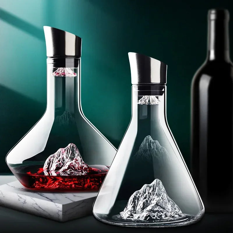 Hestora - Kristallen Wijndecanter met Modern IJsbergdesign voor Beluchting