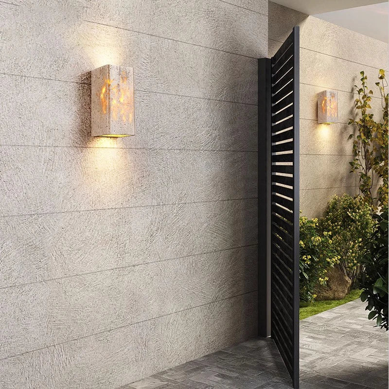 Veyra – Travertin Minimalistische Buiten LED Wandlamp