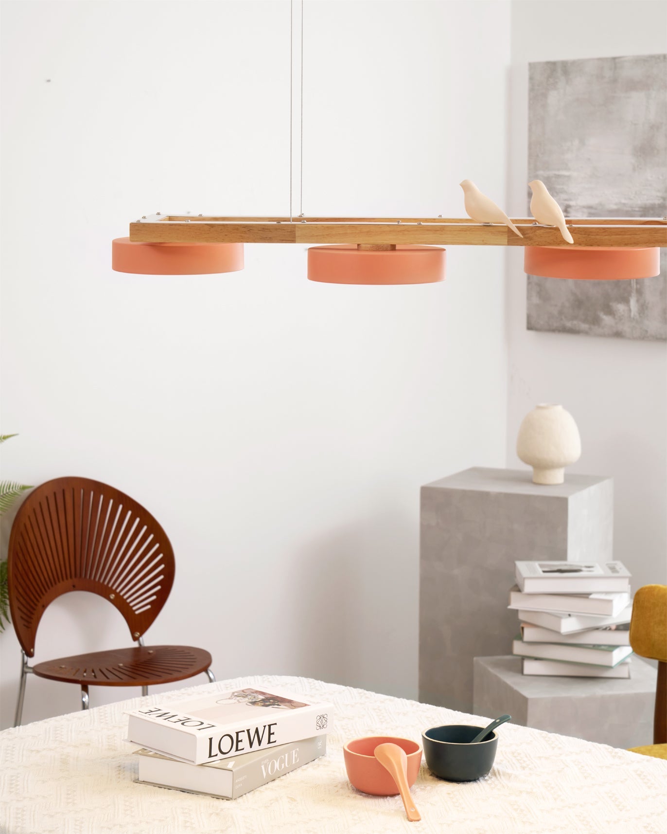Terranova - Elegante Lange Vogelkroonluchter Voor Stijlvolle Eet- En Woonkamers