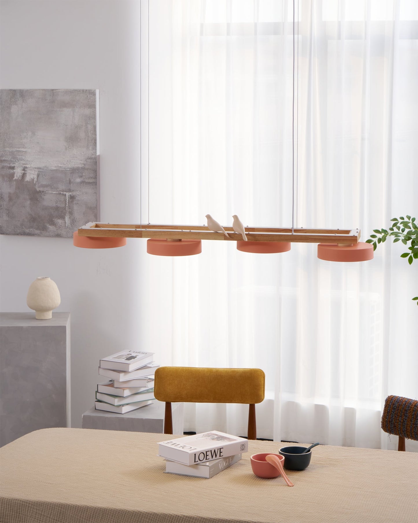 Terranova - Elegante Lange Vogelkroonluchter Voor Stijlvolle Eet- En Woonkamers