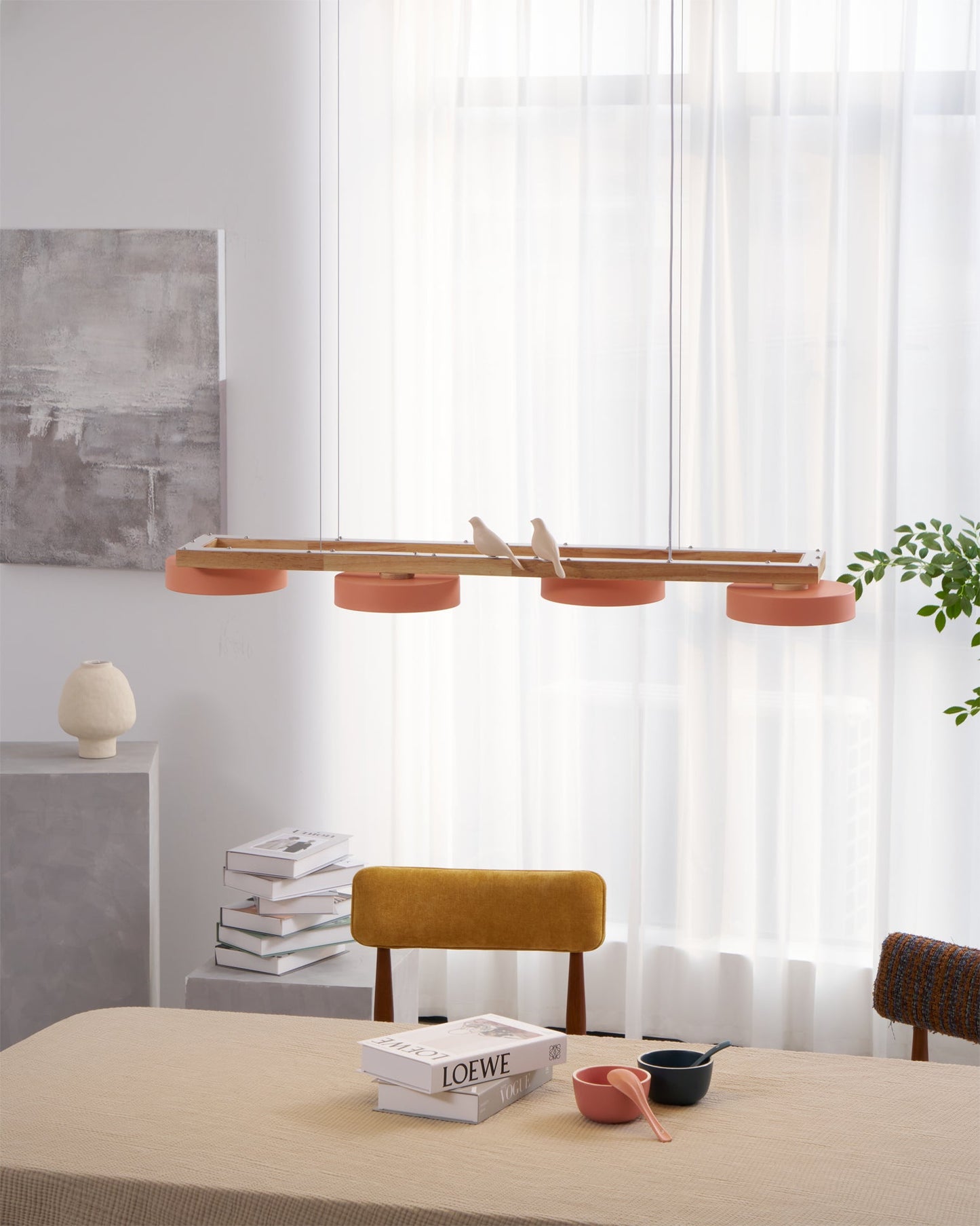 Terranova - Elegante Lange Vogelkroonluchter Voor Stijlvolle Eet- En Woonkamers