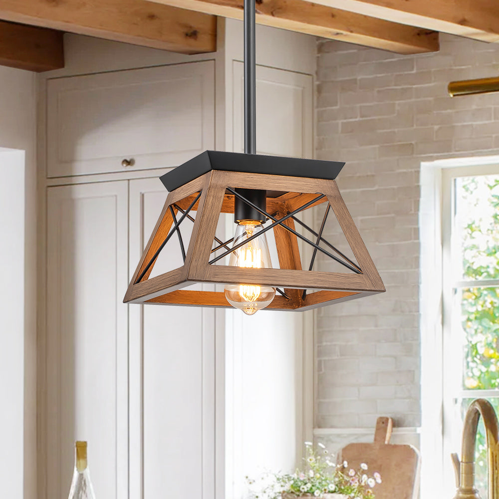 Kaelen – Vierkante Landelijke Hanglamp Met Één Lichtpunt