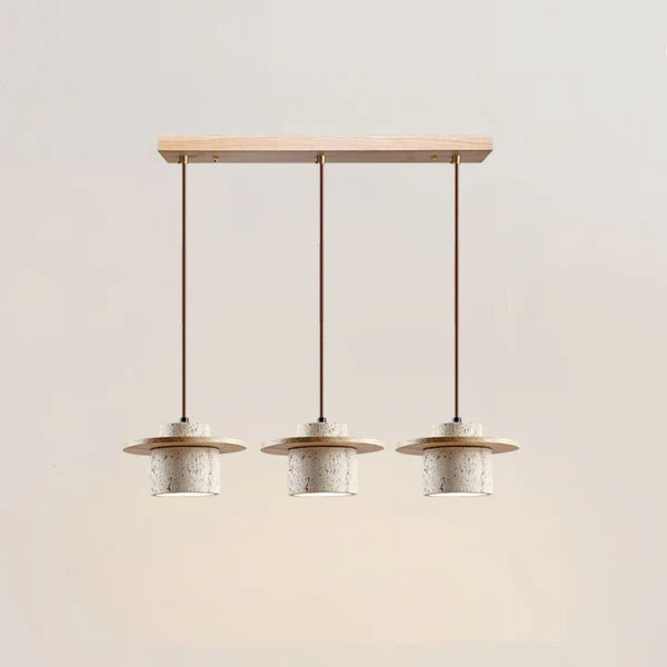 Travora – Natuurlijke Travertin Hanglamp met Houten Accenten