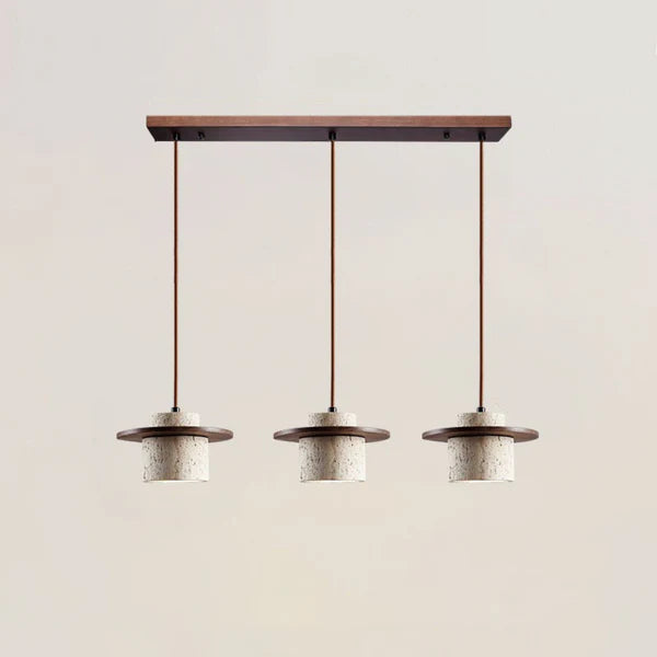 Travora – Natuurlijke Travertin Hanglamp met Houten Accenten