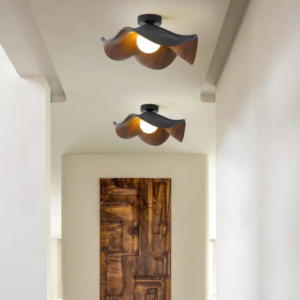 Liora – Scandinavische Houten Plafondlamp (Lotus Design Lamp)