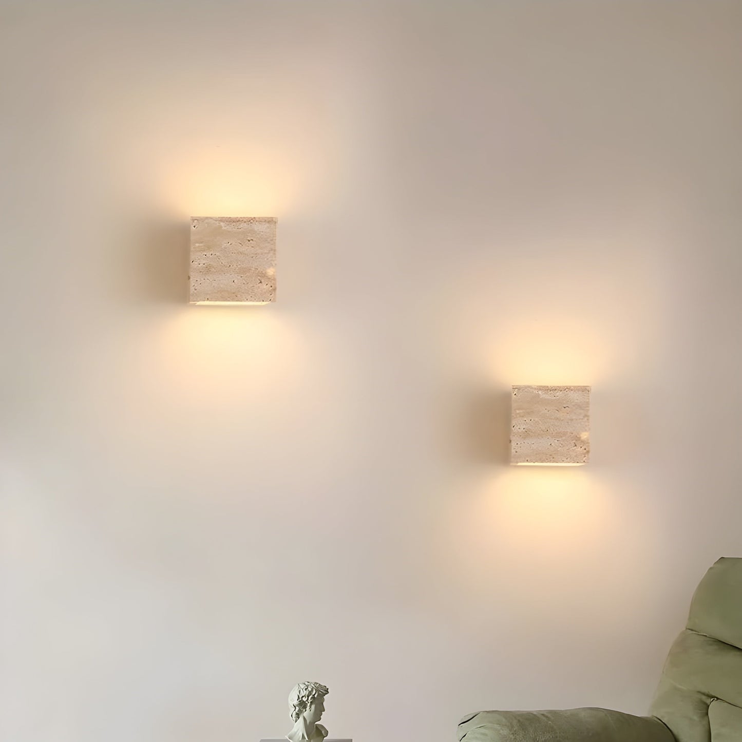 Veyra – Travertin Minimalistische Buiten LED Wandlamp