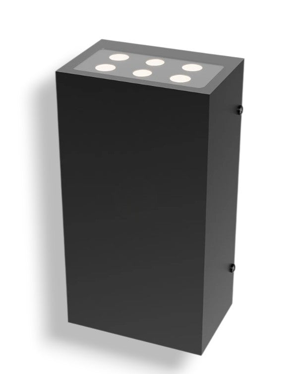Covera - Buiten Wandlamp Met Op-Neer Lichtbundel In Strakke Zwarte Afwerking