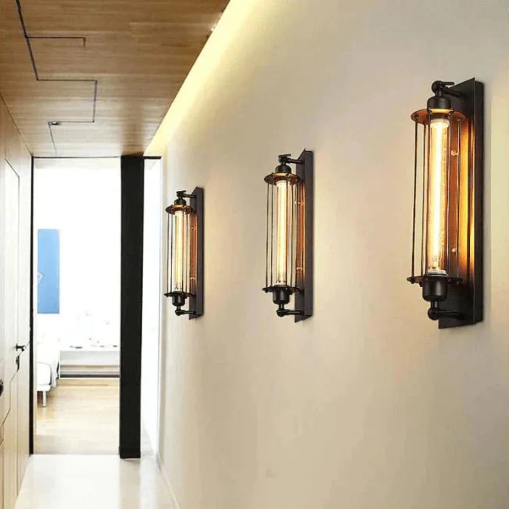 Nox – Vintage LED Wandlamp (Industrieel Design, Warme Sfeer)