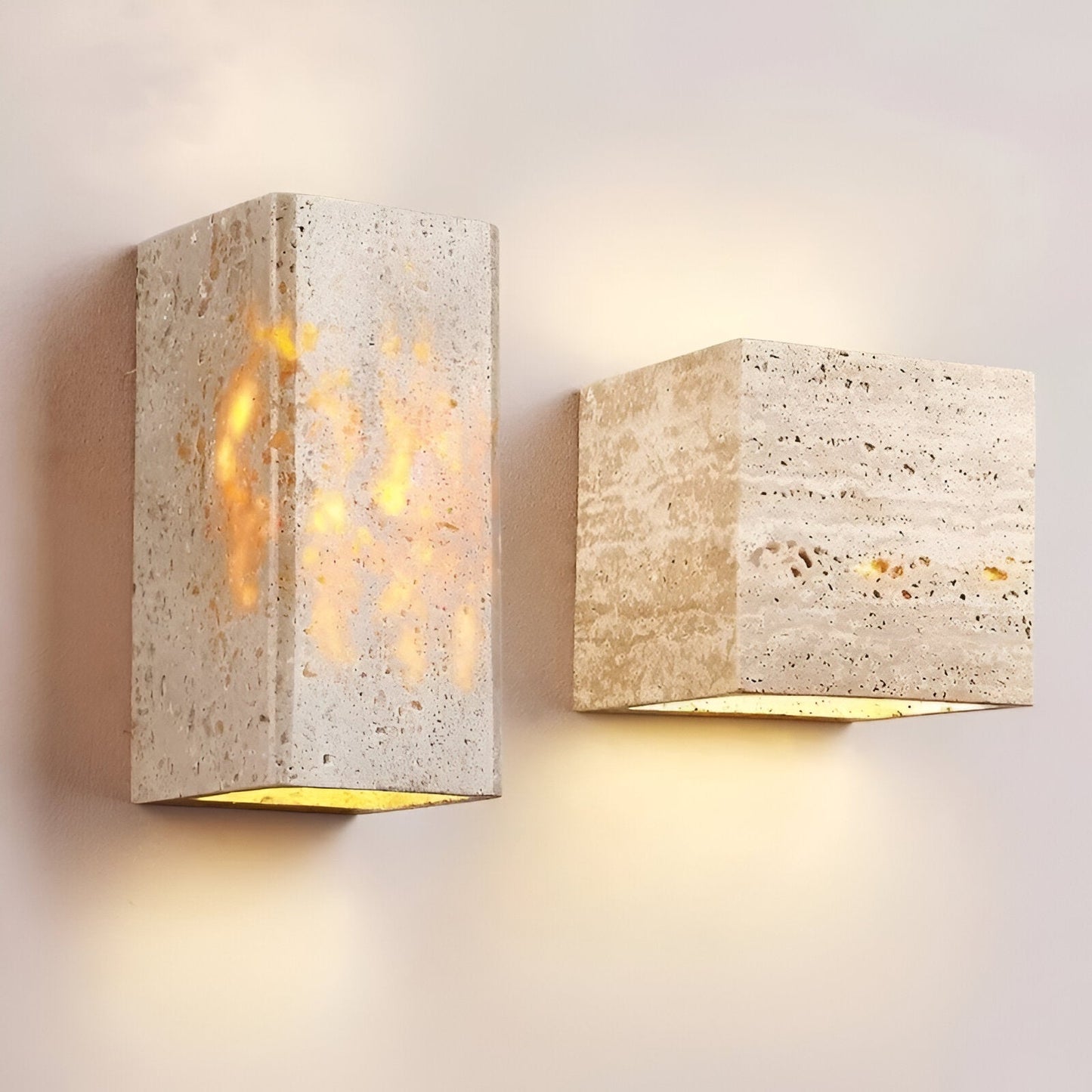 Veyra – Travertin Minimalistische Buiten LED Wandlamp