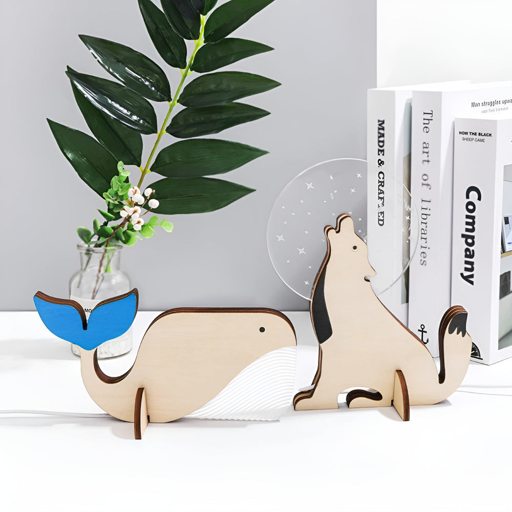 Luma – Houten Dieren LED Tafellamp (Kinderkamer Nachtlampje)