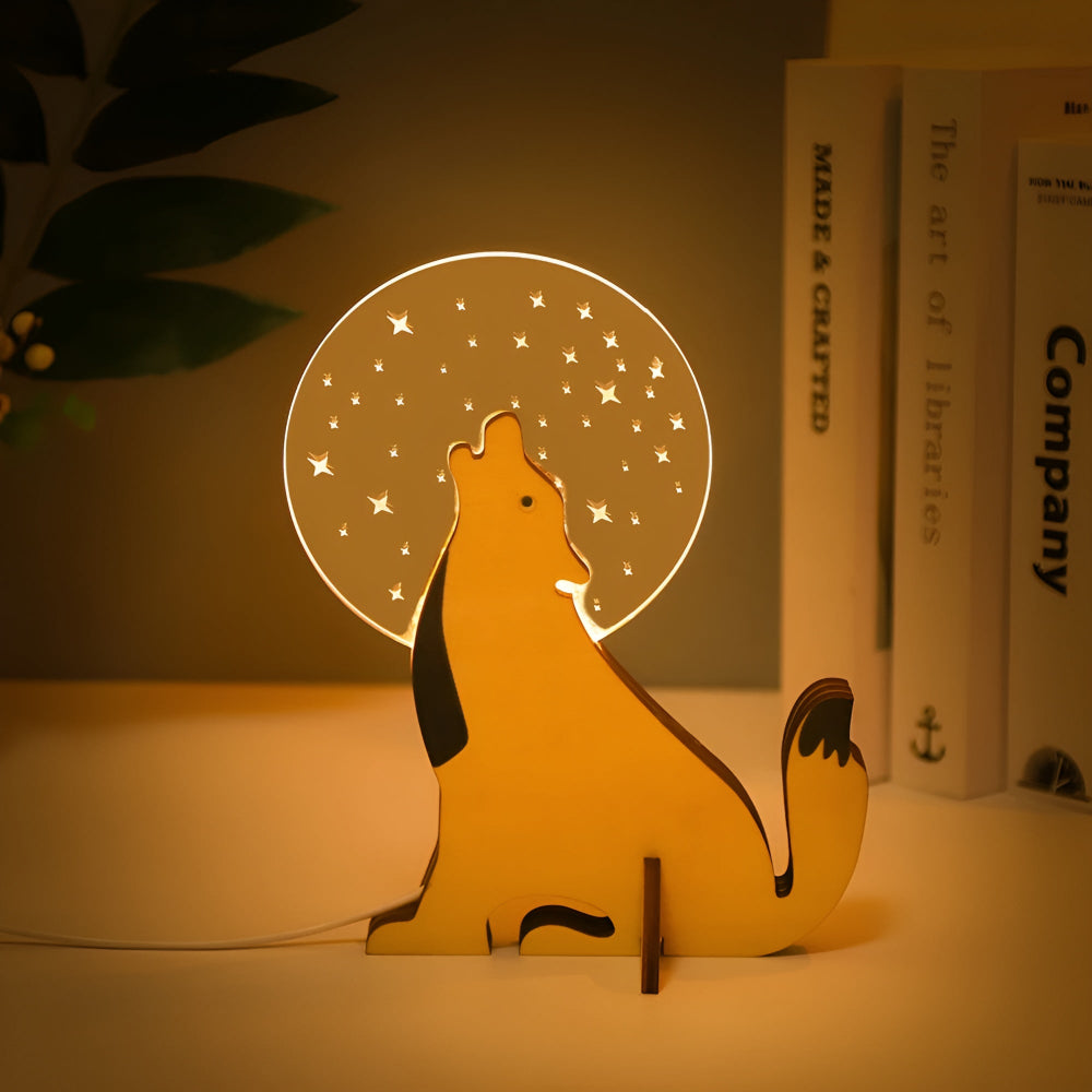 Luma – Houten Dieren LED Tafellamp (Kinderkamer Nachtlampje)