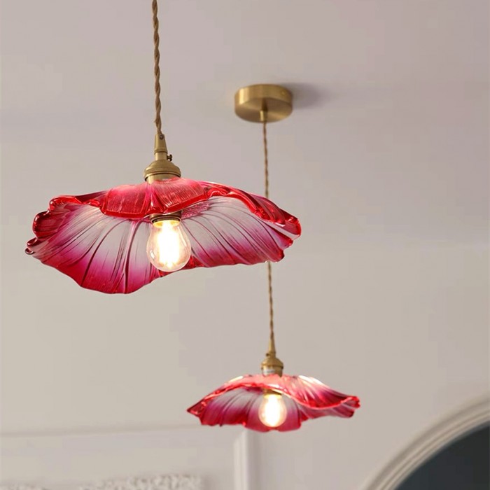 Flora – Bloemvormige Glazen Hanglamp (Plafondlamp, Artistiek Design, E27)