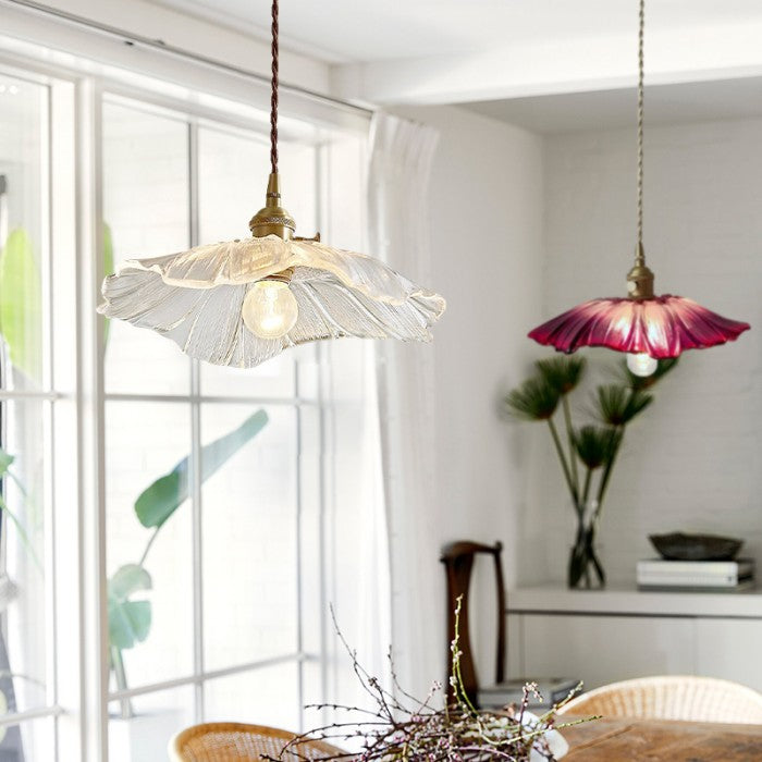 Flora – Bloemvormige Glazen Hanglamp (Plafondlamp, Artistiek Design, E27)