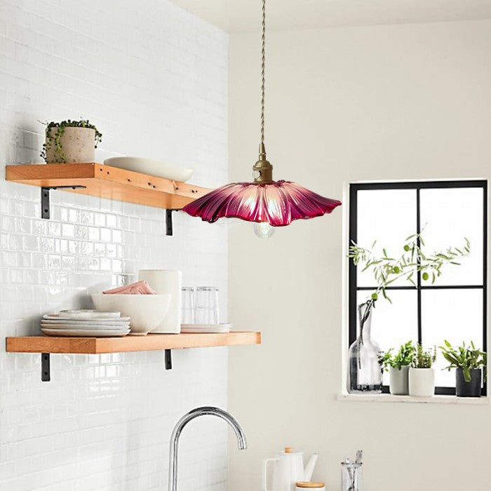 Flora – Bloemvormige Glazen Hanglamp (Plafondlamp, Artistiek Design, E27)