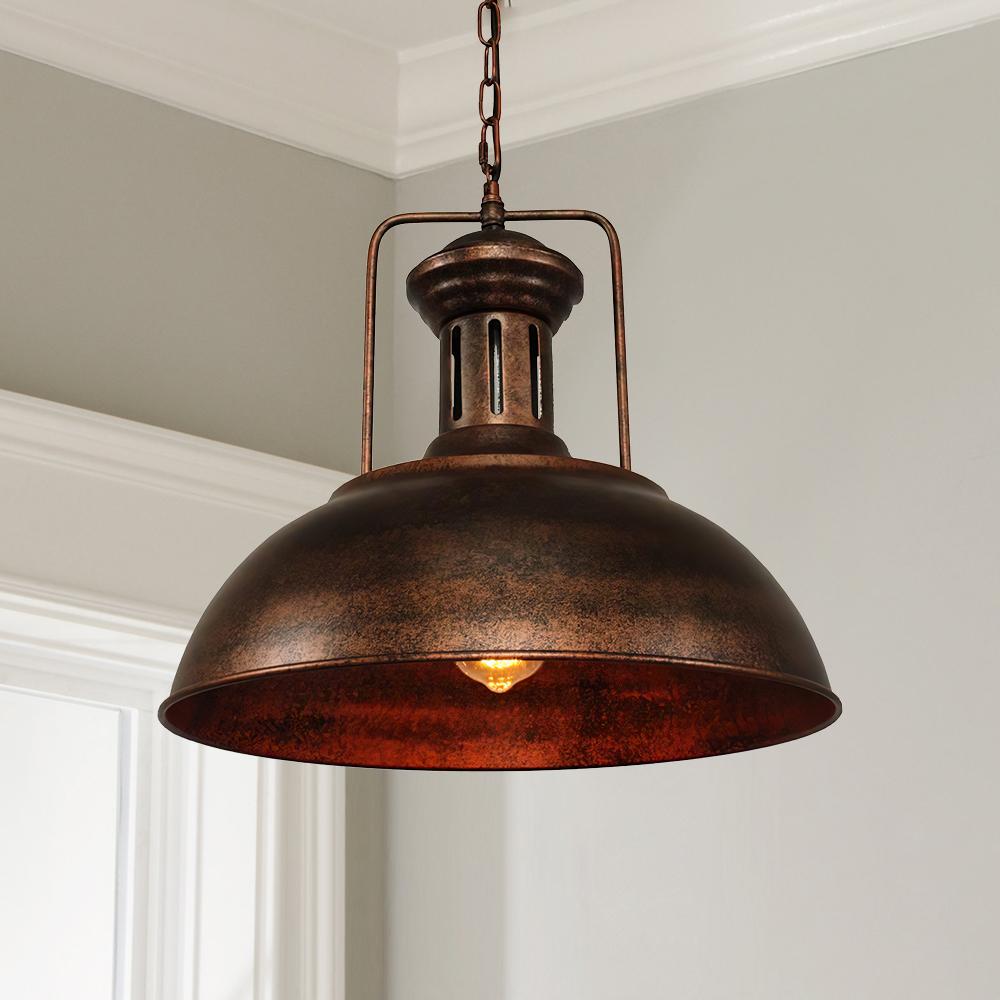 Corvin – Landelijke Industriële Roestkleurige Dome Hanglamp