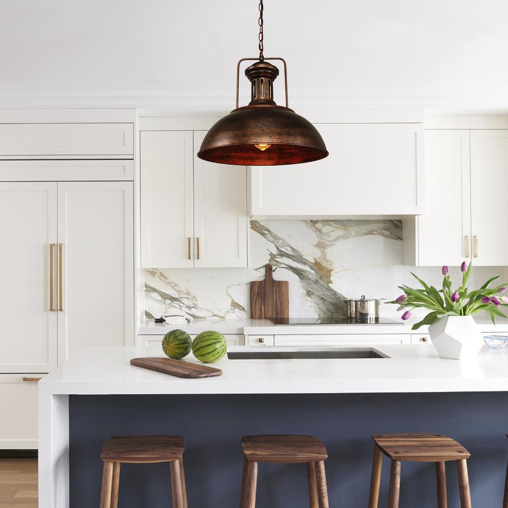 Corvin – Landelijke Industriële Roestkleurige Dome Hanglamp