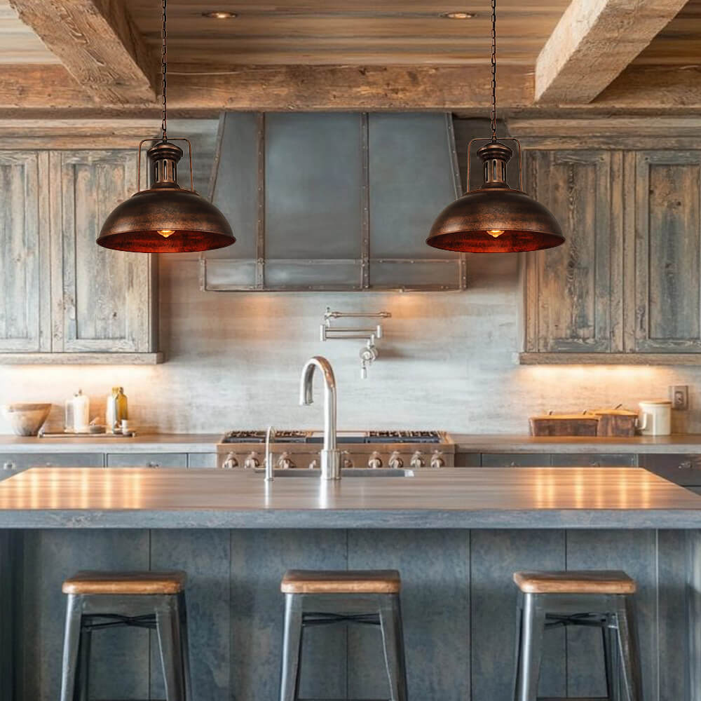 Corvin – Landelijke Industriële Roestkleurige Dome Hanglamp