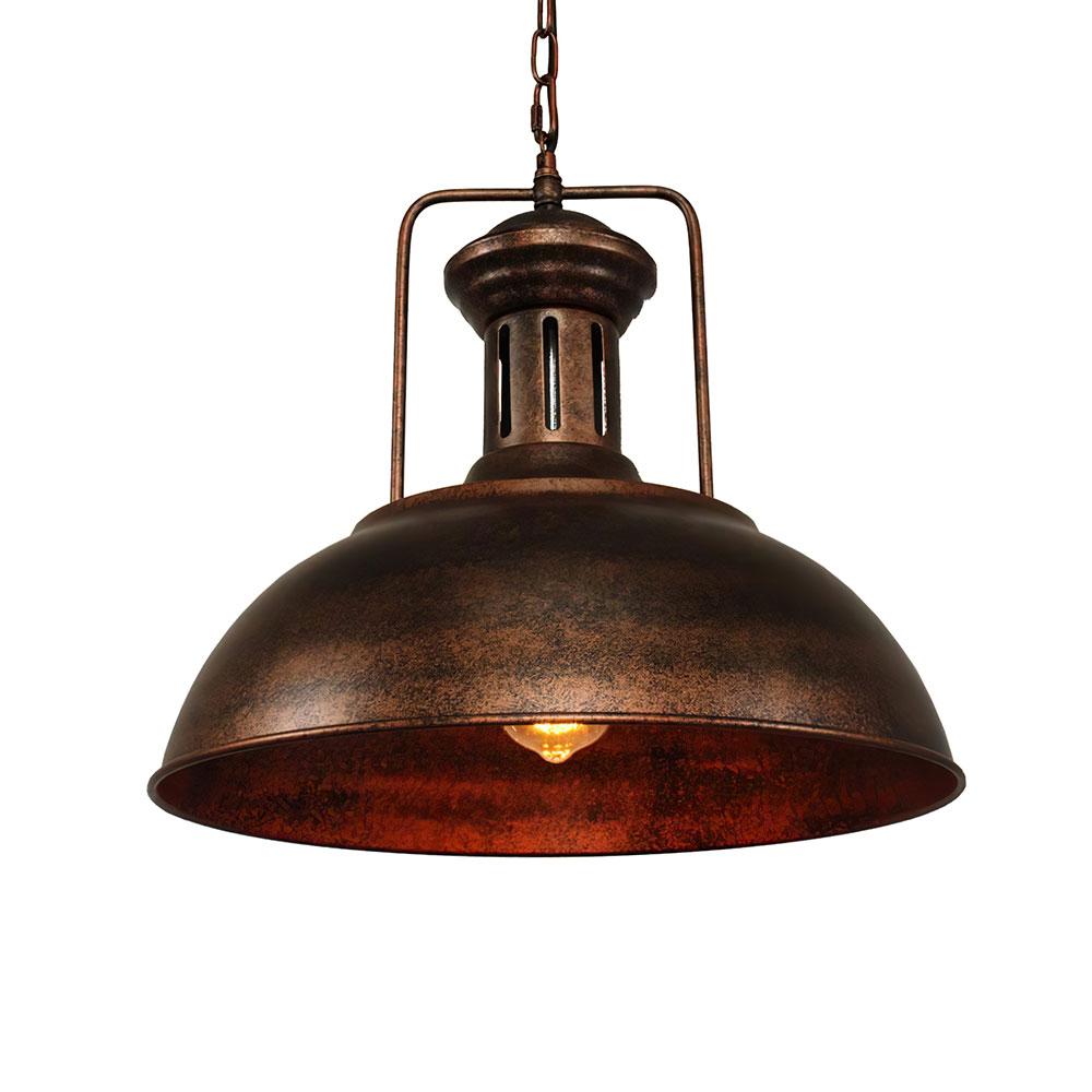 Corvin – Landelijke Industriële Roestkleurige Dome Hanglamp