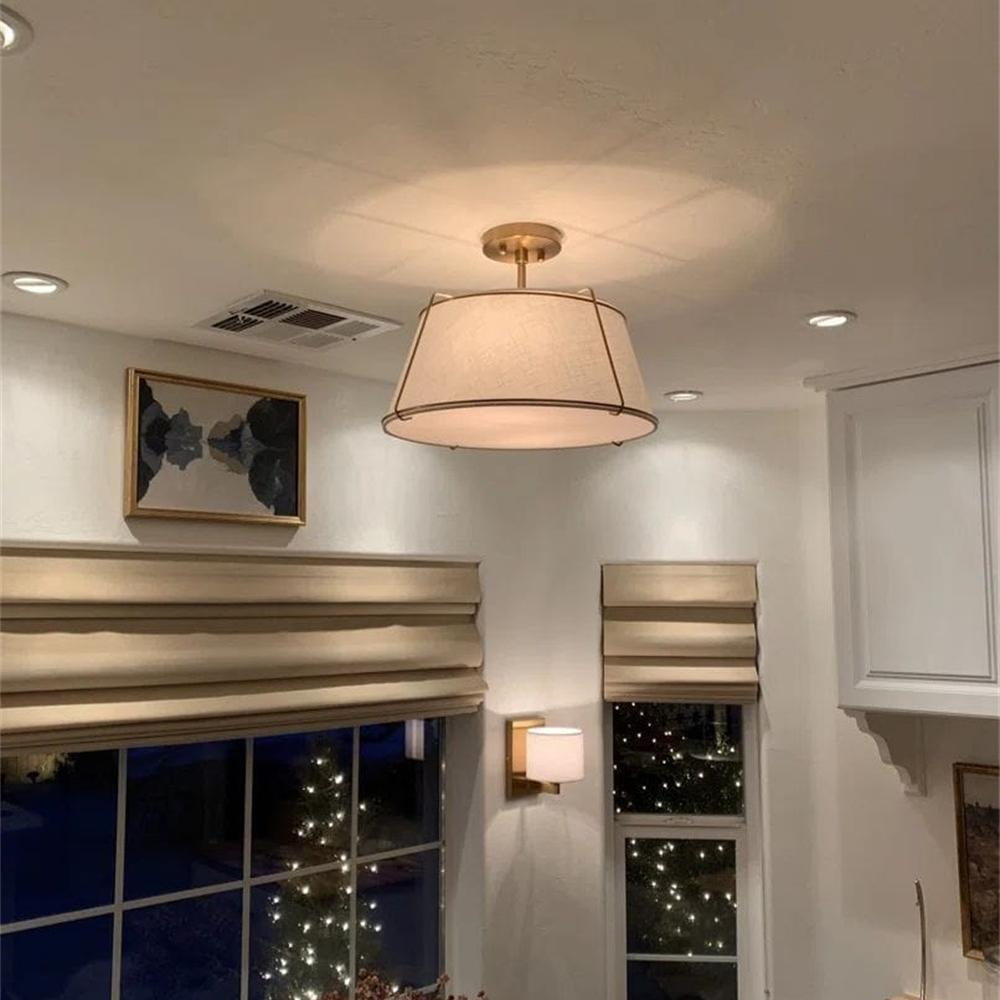Evelora – 4-Lichts Linnen Trommel Semi Flush Plafondlamp