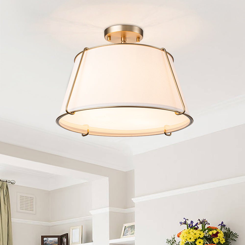 Evelora – 4-Lichts Linnen Trommel Semi Flush Plafondlamp