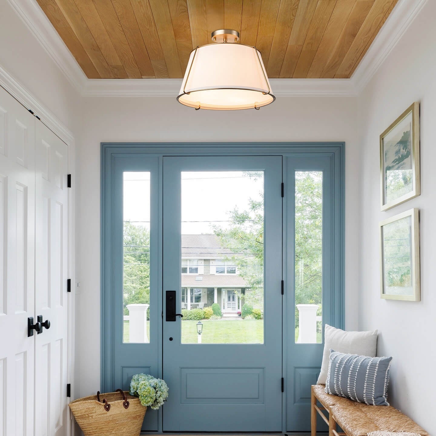 Evelora – 4-Lichts Linnen Trommel Semi Flush Plafondlamp