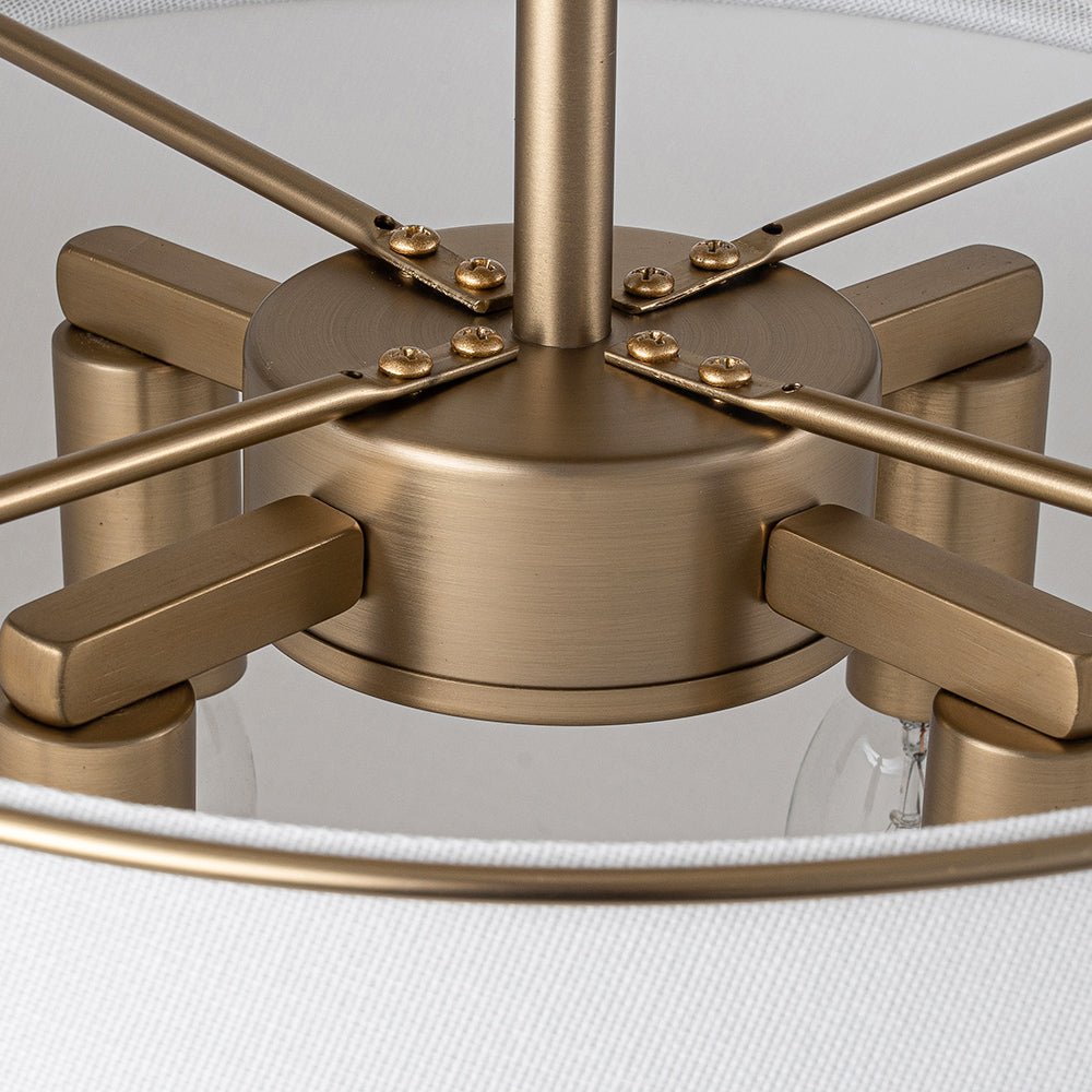 Evelora – 4-Lichts Linnen Trommel Semi Flush Plafondlamp