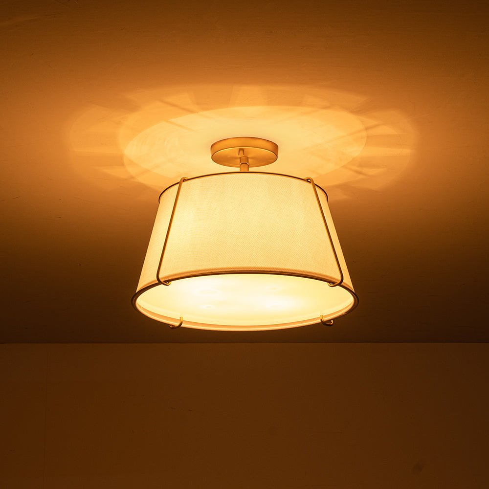 Evelora – 4-Lichts Linnen Trommel Semi Flush Plafondlamp