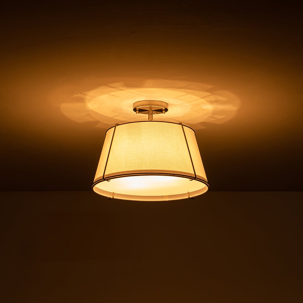 Evelora – 4-Lichts Linnen Trommel Semi Flush Plafondlamp