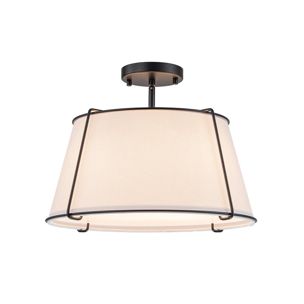 Evelora – 4-Lichts Linnen Trommel Semi Flush Plafondlamp