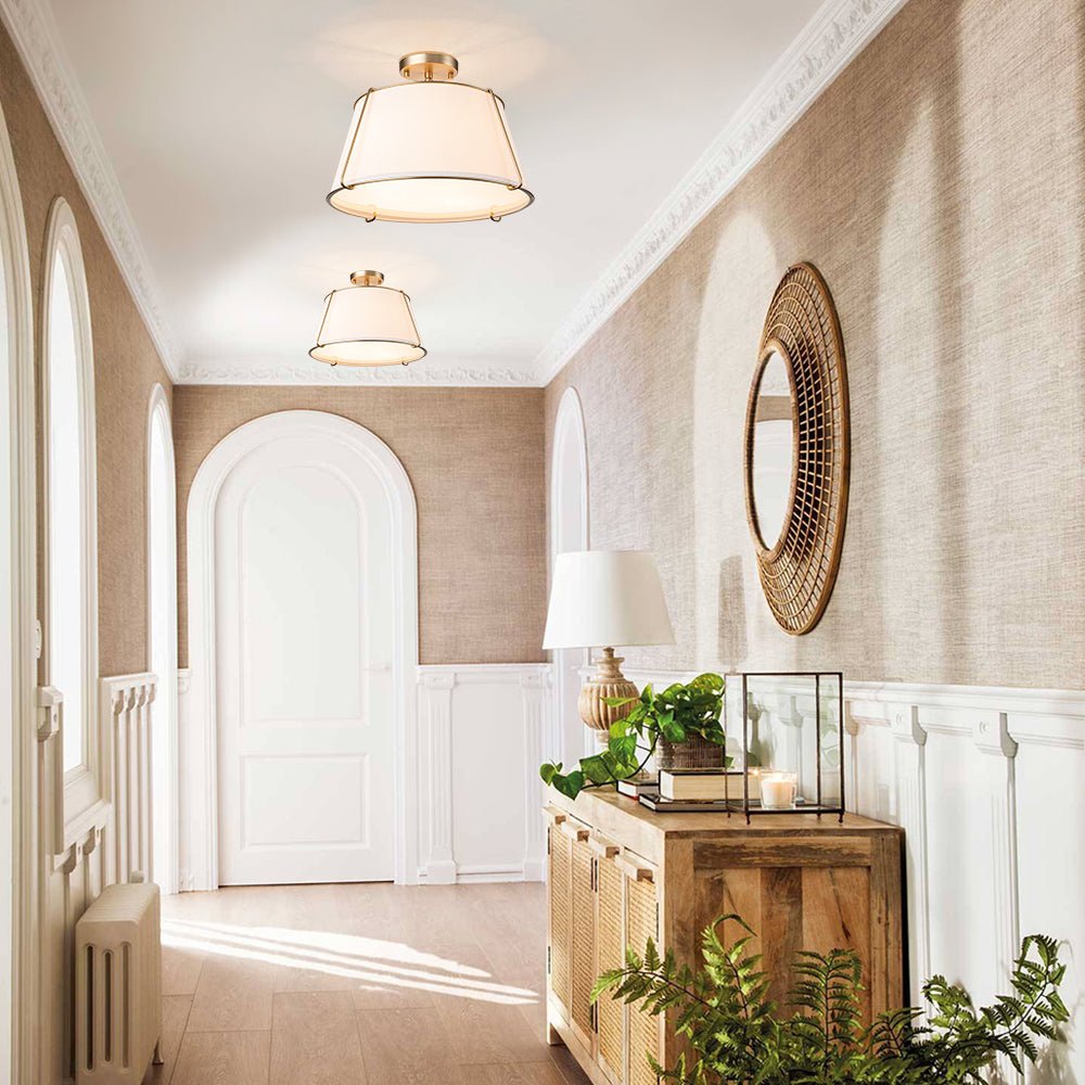 Evelora – 4-Lichts Linnen Trommel Semi Flush Plafondlamp