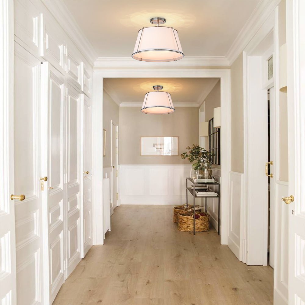 Evelora – 4-Lichts Linnen Trommel Semi Flush Plafondlamp