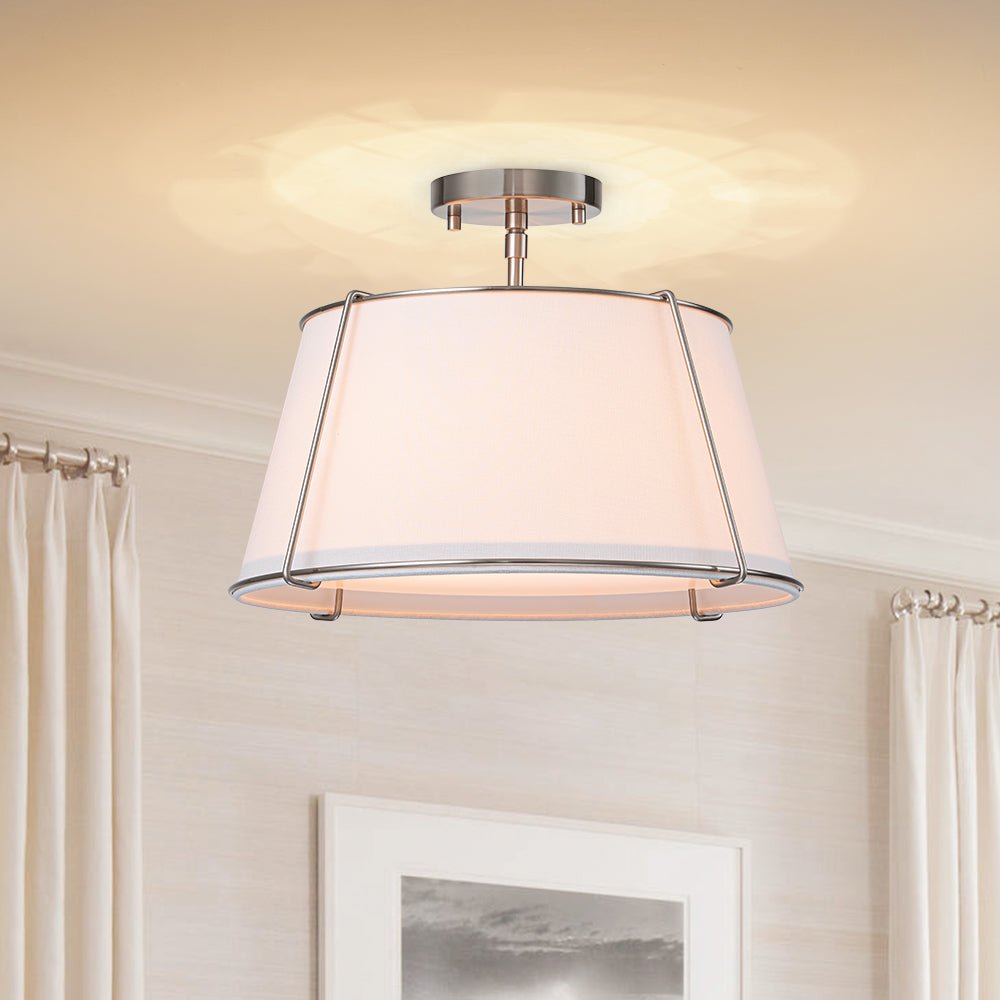 Evelora – 4-Lichts Linnen Trommel Semi Flush Plafondlamp